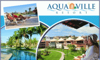 O Paraíso Pertinho de Você! Aquaville Resort: 01 Diária p/ 2 pessoas c/ café da manhã + 2 Coquetéis de boas vindas grátis de R$ 300,00 por R$ 149,99.