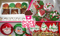 Mesa natalina ou infantil com 100 guloseimas, decoradas na pasta americana (40 brigadeiros gourmet com caixeta + 15 cupcakes + 15 pirulitos de chocolate + 30 chocolates finos) de R$180 por R$69,90.