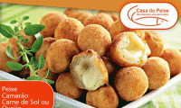 Seja em uma reunião com amigos ou eventos, a bolinha é o petisco ideal! Bolinhas de peixe, queijo ou carne de sol (pacote com 24 unidades congeladas), de R$ 12,90 por apenas R$ 7,99.