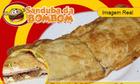Pastelão no Sanduba da Bombom! Pastel Gigante (30cm) sabor medalhão (carne, bacon, queijo, ovo e milho verde) de R$ 11,00 por apenas R$ 6,99.