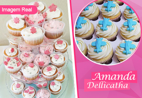 Torre de Cupcakes personalizados na Amanda Delicatha