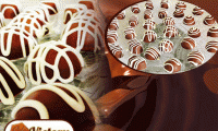 Para sua mesa de chocolates ou para um belo presente! 100 Chocolates finos ao leite crocantes, decorados com formatos variados, na Victory Chocolateria, de R$100,00 por R$34,90.