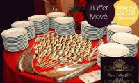 Não tenha trabalho na sua festa! Buffet em domicílio completo para 50 ou 100 pessoas: jantar, bebidas, pratos, talheres, taças, rechauds, garçons, etc, com o excelente Veri's Buffet, a partir de R$ 680,00.