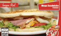 Ele é sucesso de vendas! Mega Sanduíche Pantanal (frango, queijo, presunto, ovos, salsicha, catupiry, milho, alface, tomate e molho especial) de R$ 19,90 por R$ 9,90.