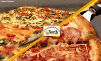 [North Chopp] As pizzas mais vendidas e mais baratas estão de volta! Meio Metro (50cm) de Pizza Retangular ou Pizza Grande Redonda, a partir de espetaculares R$ 12,90. Junte aí uma ruma de amigos! Válido de domingo a domingo!