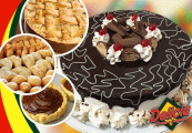 Kit Festa com preço espetacular! Torta doce para 40 pessoas + Torta de Frango (1,5kg) + 400 Salgados + 100 Tortelets, de R$ 220,00 por R$99,90.