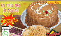 Kit festa para 20 pessoas com preço incrível na Delícia Doces e Salgados! Torta doce para 20 pessoas + 200 Salgados + 50 docinhos, de R$ 120 por R$ 59,90. Entrega em toda Fortaleza!