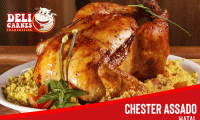 Delicioso Chester pro natal! Chester Assado para a Ceia de Natal (Opção com Arroz e Farofa) na Delicarnes, a partir de R$99,90. Escolha a loja mais próxima e garanta mesa farta no natal!